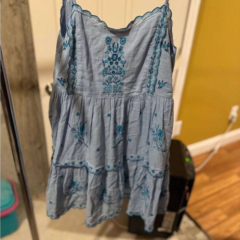 Urban Outfitters Light Blue Embroidered Top